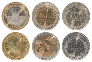 Colombia pesos coin full set