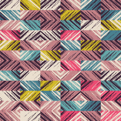 Wall Mural - Abstract grunge rhombus seamless vector pattern. Tribal background.