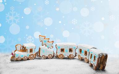 Wall Mural - Gingerbread Cookies in the form of train