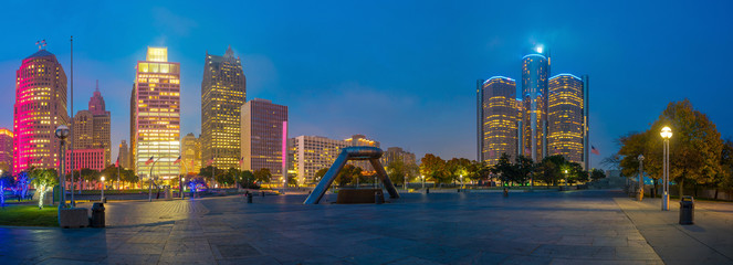 Wall Mural - View of downtown Detroit riverfront