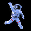 Astronaut waving on a black background, work path