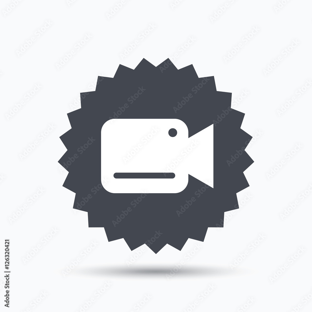 Video camera icon. Film recording cam symbol. Security monitoring. Gray ...
