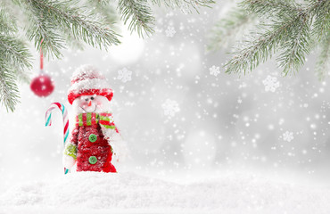 Wall Mural - christmas snowman on abstract background