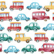 watercolor pattern of different cars