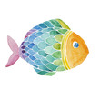 Rainbow fish watercolor painted.