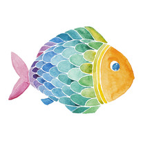 Rainbow Fish Watercolor Painted