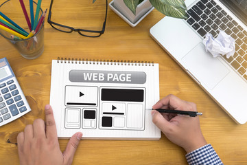 Wall Mural - web design template and web page closeup shot of laptop with di