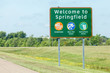 Road sign of Welcome to Springfield in Missouri.
