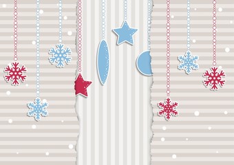  christmas illustration with stripes and snowflakes