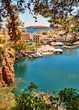 Aerial view of Agios Nikolaos, Crete, Greece. Voulismeni lake in Agios Nikolaos, Crete. View of the port in Agios Nikolaos, Greece. Agios Nikolaos is famous travel destination of Crete. Crete island