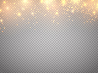 Wall Mural - Christmas concept. Vector gold glitter particles background effect. Fallen glow magic stars
