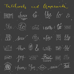 Wall Mural - Collection of hand sketched ampersands and catchwords for your design. And, with, for, from, since, the, to. Decorative elements. Retro elements with swirls. Hand drawn lettering.