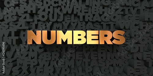 Numbers Gold Text On Black Background 3d Rendered Royalty Free