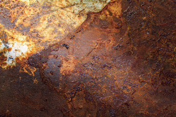 Rusty metal texture or rusty metal background. Rusty metal is caused by moisture in the air. Grunge retro vintage of rusty metal plate. Abstract rusty metal for design with copy space.