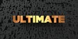 Ultimate - Gold text on black background - 3D rendered royalty free stock picture. This image can be used for an online website banner ad or a print postcard.