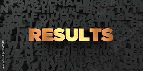 Results - Gold text on black background - 3D rendered royalty free