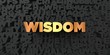 Wisdom - Gold text on black background - 3D rendered royalty free stock picture. This image can be used for an online website banner ad or a print postcard.