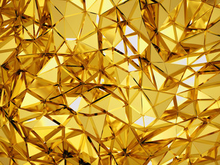 Wall Mural - Geometric three dimensional golden metal background
