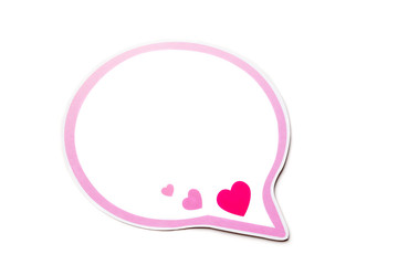 Wall Mural - speech bubble with pink hearts and border isolated on white background. copy space