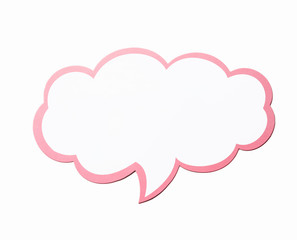 Wall Mural - speech bubble as a cloud with pink border isolated on white background. copy space