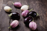 Fototapeta Sawanna - Tiny three color eggplants