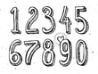 Hand drawn numbers vector isolated on white background sketch style