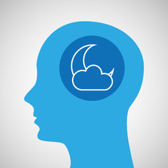 Sticker - symbol weather icon. silhouette head and cloud moon vector illustration eps 10