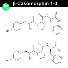 Wall Mural - Beta Casomorphin 1-3 molecular structure, opioid peptide