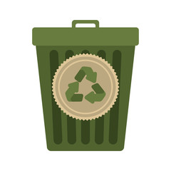 Canvas Print - trash can with recycle arrows sign over white background. vector illustration