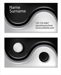 Business card. Template of visit card stylized Yin Yang symbol. Vector