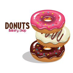 Sticker - delicious donuts bakery shop vector illustration design