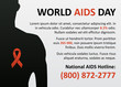 World AIDS day - 1 December. AIDS red ribbon. Vector card with your text