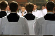 The young clerics of the seminary during Mass