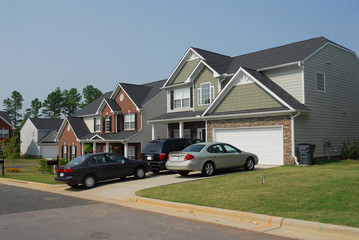 Poster - modern residential houses exterior in community