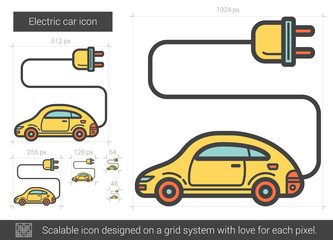 Wall Mural - Electric car line icon.