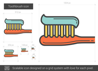 Poster - Toothbrush line icon.