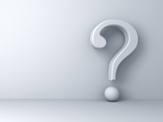 Leinwandbilder - Question mark on white background abstract with shadow 3D rendering