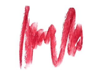 Wall Mural - Red color lipstick stroke on white background