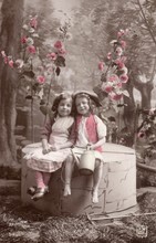 French Antique Vintage Postcard Little Girl.