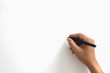 © lmwking - man hand writing with a pen, background white, isolated