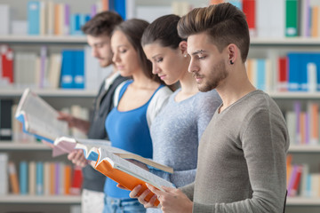 Wall Mural - Group of students in the library