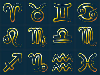 golden zodiac signs stickers aries taurus gemini cancer leo virgo libra scorpio sagittarius capricor
