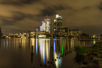 The Rebmrandt tower in Amsterdam city center by night