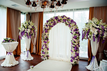 Pink wedding arch