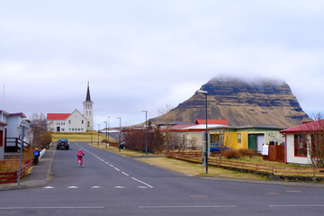Wall Mural - kirkjufell in grundarfjordur city, iceland