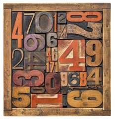 Sticker - box of numbers -wood type abstract