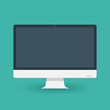 Computer pc monitor web icon vector. Monitor icon in flat style on blue background. Vector isolated illustration.