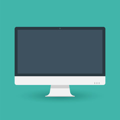 computer pc monitor web icon vector. monitor icon in flat style on blue background. vector isolated 