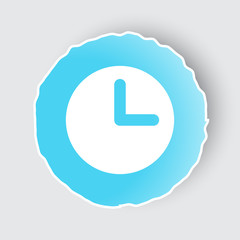 Wall Mural - Blue app button with Clock icon on white.