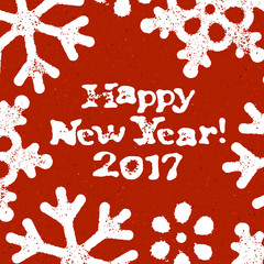 Wall Mural - Happy New Year! 2017. Postcard Grunge Design On Red Textured Bac